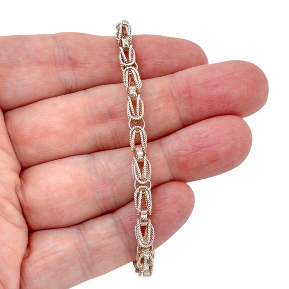 Byzantine Link Chain Bracelet | Vintage Sterling Silver 925 | 7.25” - Picture 1 of 5